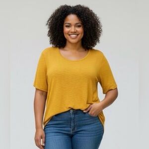 Old Navy NWT Women's Mustard Yellow Soft Top Tee Relaxed Fit Luxe Plus Size XXL